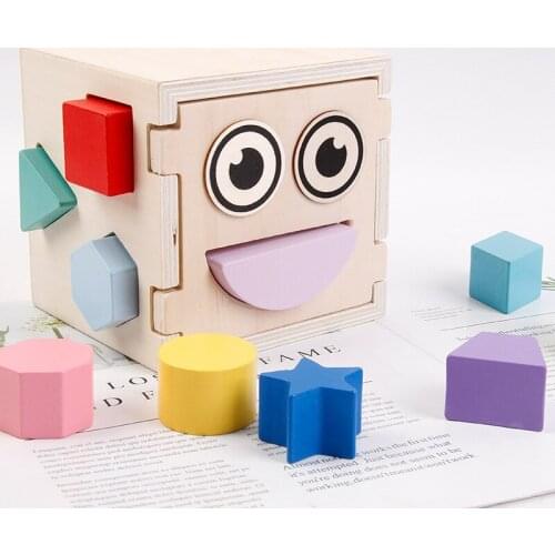 Baby Wooden Building Blocks Intelligence Box Shape Sorter Toys Children Montessori Educational Toy Kids Matching Game Toy Gift