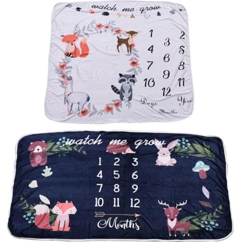 Baby Monthly Milestone Blanket Cartoon Animal Newborn Photography Props Infant Photo Shooting Creative Soft Backdrop Cloth