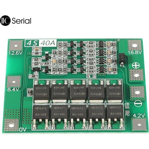 IIC Serial Integrated Circuit Electronic Module 4S 40A 14.8V Li-ion Lithium 18650 Battery BMS Packs PCB Protection Board Balance
