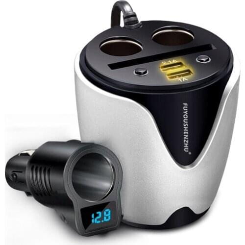 FUYOUSHENZHU Vehicle charger Cigarette lighter divider Car charging double USB Multifunctional plug for automobile
