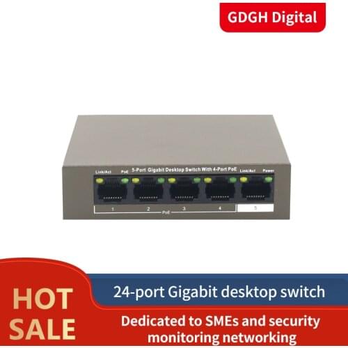 GLVISION GLTEG1105P-4-63W Gigabit Switch POE network Switch 5 *10/100/1000Mbps RJ45 Port 10Gbps Switching Capacity Plug Play