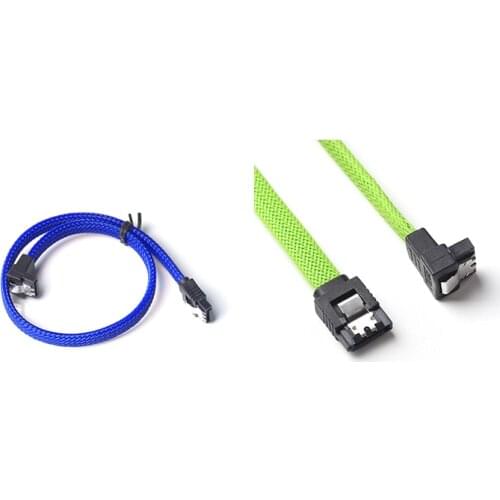 2 Pcs 50CM SATA 3.0 III SATA3 7Pin Data Cable 6Gb/S SSD Cables HDD Hard Disk Data Cord with Nylon Sleeved Premium Version, Blue