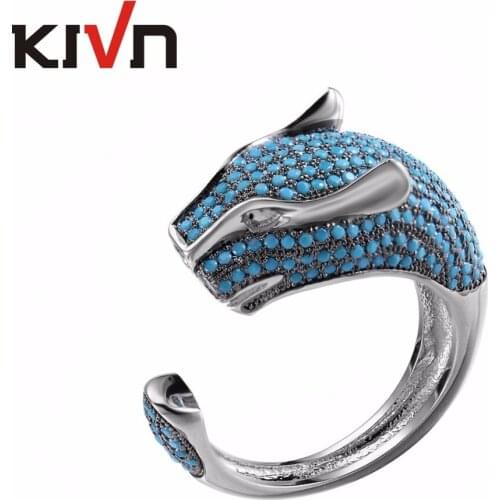 KIVN Fashion Jewelry Leopard Pave CZ Cubic Zirconia Bridal Wedding Engagement Rings for Women Mothers Birthday Christmas Gifts