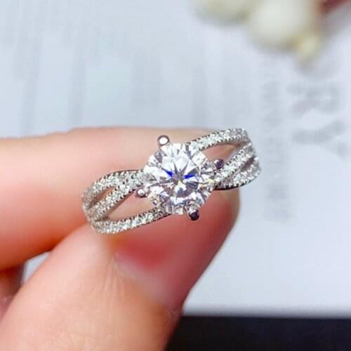 LeeChee Moissanite ring 1CT 6.5mm VVS1 women Engagement and wedding gift lab diamond real 925 solid silver with certificate