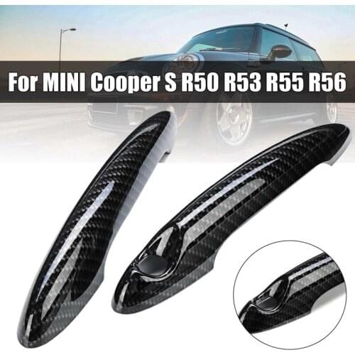 2PCS Carbon Fiber Car Door Handle Cover ABS Plastic Black For MINI Cooper S R50/R53/R55/R56 Car Exterior Parts