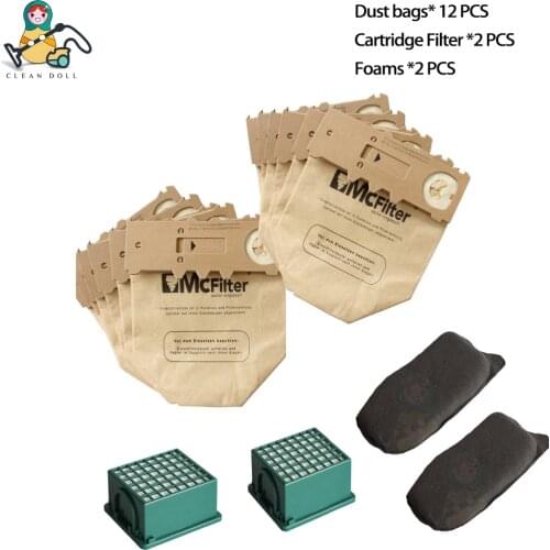 Multiple sets Replacement Hepa filter Motor carbon filter vacuum cleaner bags VORWERK KOBOLD VK130 VK131 FP130 FP131 spare parts