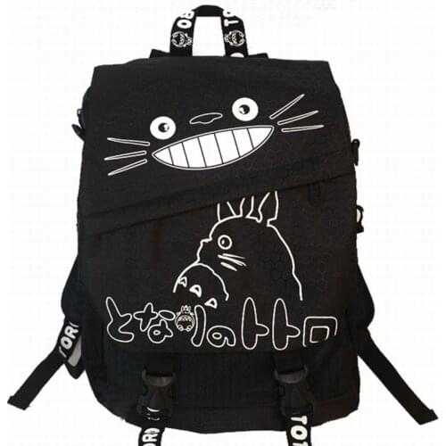 New Kawaii Anime Totoro Cat Mesh Printed Boy Girl Book Bags Women Bagpack Teenagers Schoolbags Canvas Men Student Backpacks