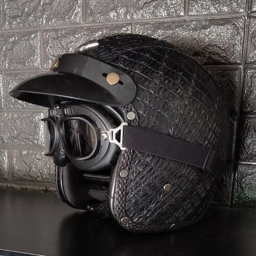 New Synthetic Leather Motorcycle Helmet Retro Vintage Cruiser Chopper Scooter Cafe Racer Moto Helmet 3/4 Open Face Helmet
