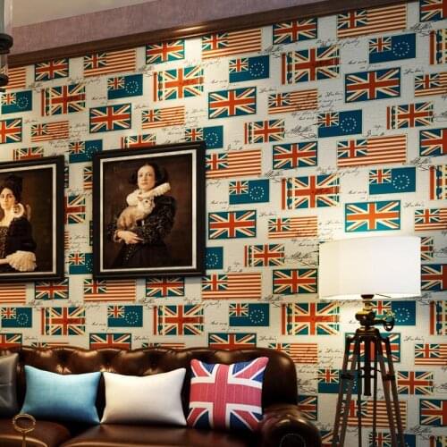 Beibehang papel de parede,British style pure paper wallpaper American fashion m word British flag wallpaper bedroom wall paper