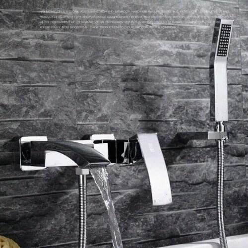 2020 Wholesale High Quality Brass Construction Chrome Square Style Waterfall Bath Shower Faucet in chrome
