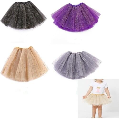 Infant Baby Girls Ballet Dance Tutu Skirt 3 Layers Tulle Glitter Golden Sequins Fluffy Princess Mesh Pettiskirt 0-8 Year