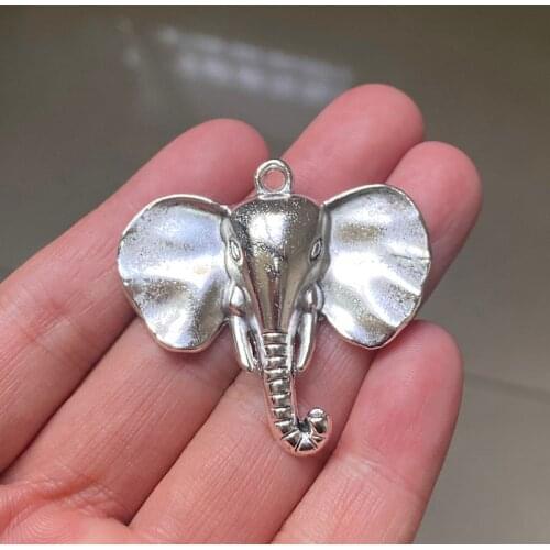 12pcs 44x41mm Elephant Connector Pendants Charms Jewelry Making DIY Mens WomenNecklace Bracelet Handmade Crafts Accessories