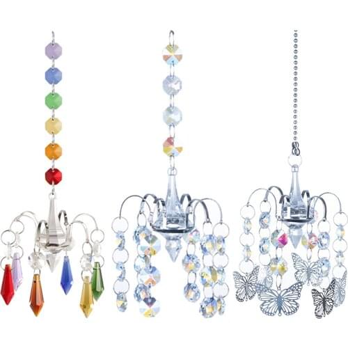Hanging Crystal Ball Prism Glass Pendant Hanger for Garden Decor