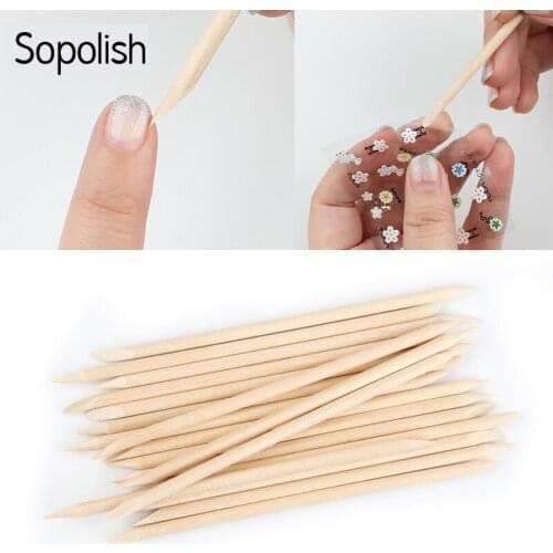 Sopolish Cuticle Pusher Orange Sticks 100PCS/Lot Wood Nail Art Remover Set For Manicure Pusher for Nails Exfoliating Care Tools