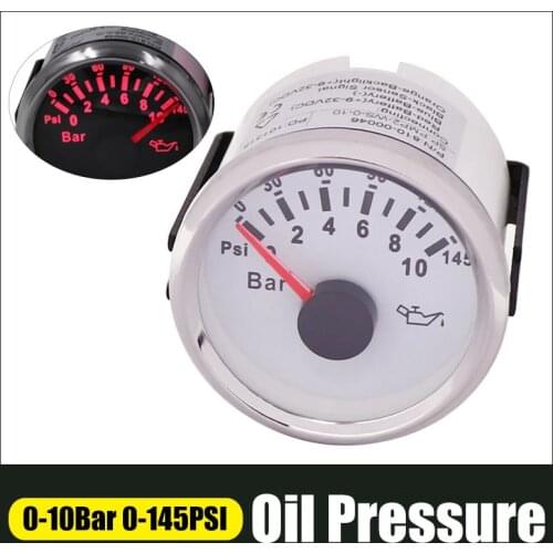 Universal 52mm Digital Oil Pressure Gauges 0-10Bar 0-145PSI Waterproof Oil Pressure meter for Car Truck Boat 12V 24V