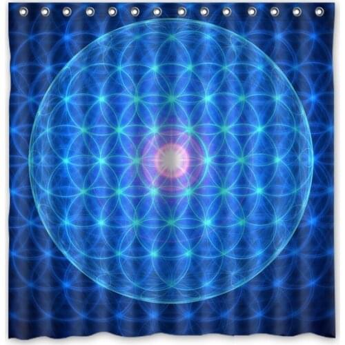 Custom Ancient Egypt Symbol Flower Of Life Background Printed Waterproof Polyester Shower Curtain&Bath Curtain(Size 180X180CM)