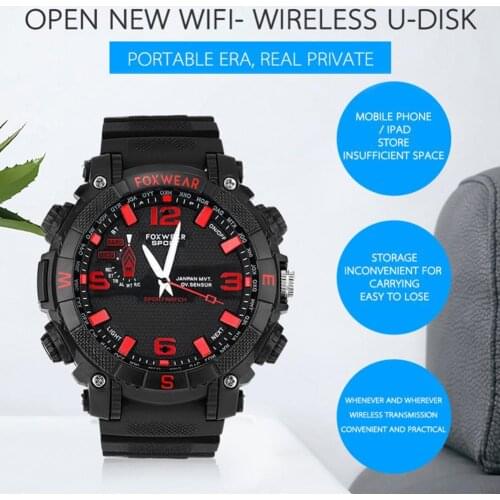 WIFI U-Disk Wireless Smart Watch Ourdoor Sports 3ATM Waterproof Clock Connent WIFI View Video Listen Song On APP With LED