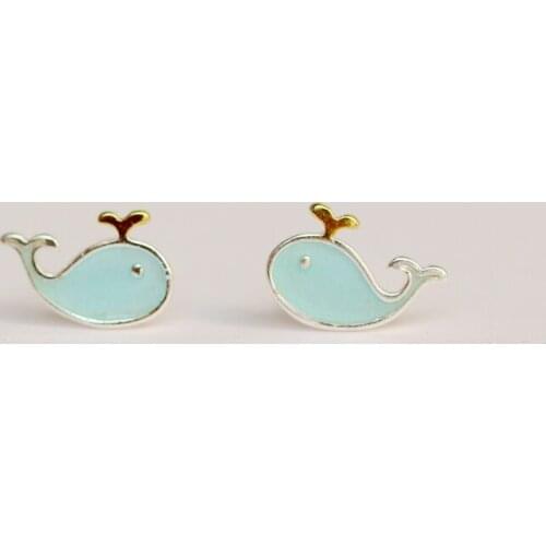 Daisies One Pair 925 Sterling Silver Lovely Blue Whale Stud Earrings Gift For Girls Kids Daughters Best Gift