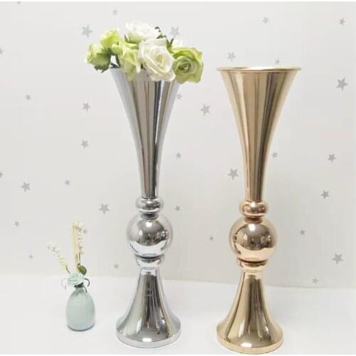 10PCS Wedding Home Party Decoration Vase Gold Silver Iron Vase Metal Flower Vase Racks Nordic Flower Ornaments