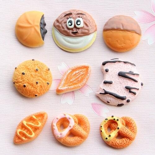 10Pcs Artificial Fake Food Flat Back Resin Cabochon Kawaii Simulation Bread Flatback Cabochons for Phone Decor Scrapbooking DIY