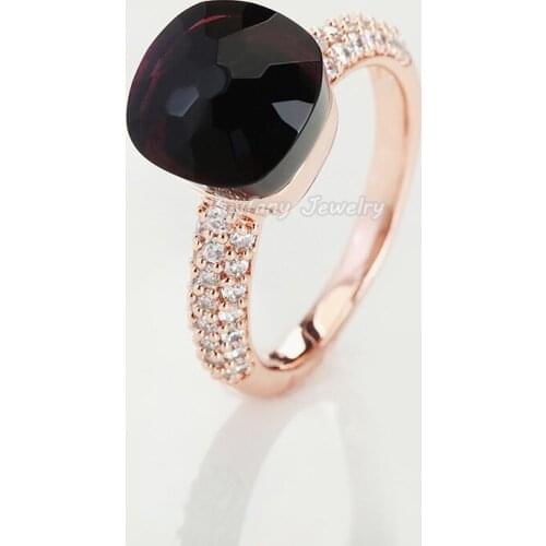 2021 Top Quality Charming Brand Zirconia and Purple Crystal Rose Gold Rings For Friends Gift