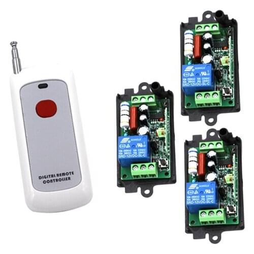 220V 1CH Radio remote control switch light lamp LED ON OFF 3 Receiver & 1 transmitter Learning Code