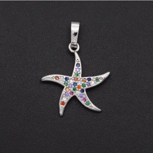23x16mm 100% Rainbow CZ Zircon DIY Jewelry Sea Star Charm Pendant Wholesale Jewellwery Finding Supplies Jewellery Accessories