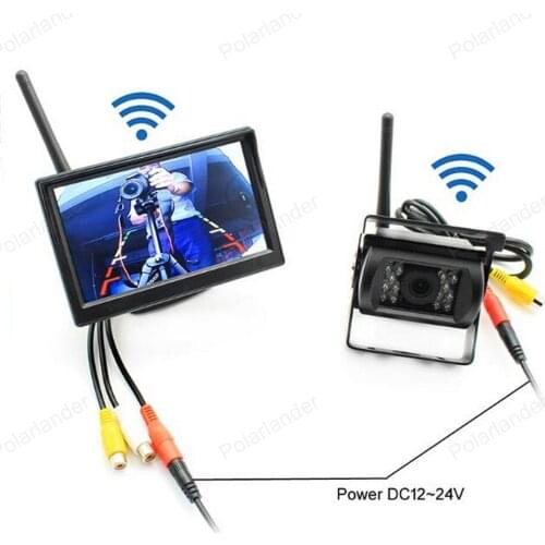 5 Inch LCD Car Reverse Monitor 2.4 GHz Wireless 18LED night vision Rear View Backup Reversing Camera Kit 12V-24V