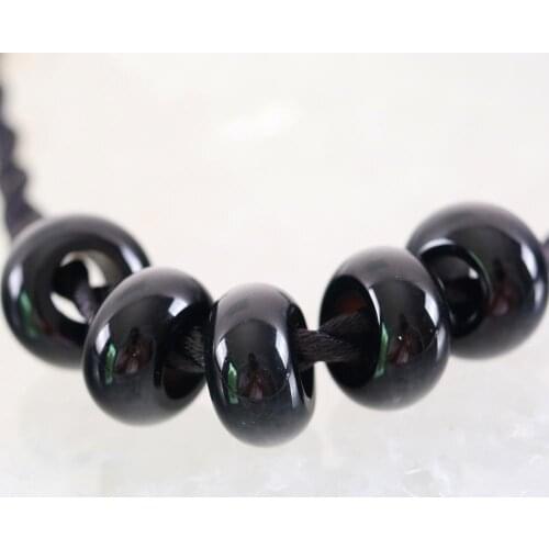5Pcs Big Hole Beads Natural Stone Black Onyx 14mm Spacer Bead for Men Women DIY Jewelry Making Earring Ring Gem Bead K1006