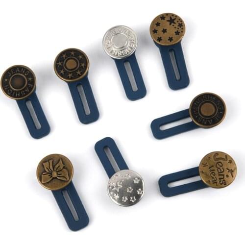 5Pcs Free Sewing Buttons Adjustable Disassembly Retractable Jeans Waist Button Metal Extended Buckles Pant Waistband Expander
