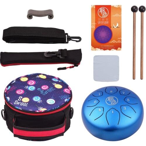 6 Inch Steel Tongue Drum Handpan Drum 8-Notes C-Key Percussion Instrument with Mallets Drum Bag Wiping Cloth for Musical