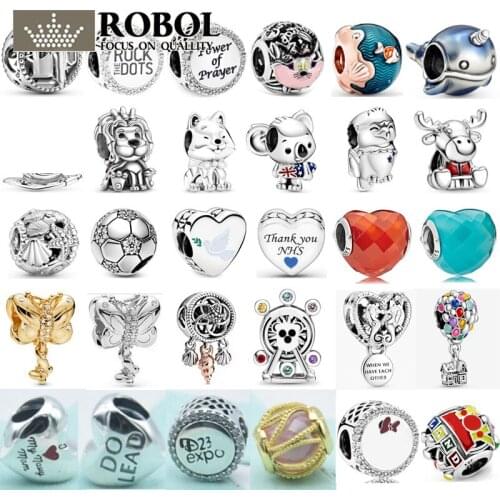 PBD ZZ 01 925 Silver Pan Charm Beads with Original LOGO Fine jewelry for Ladies Jewelry Gifts Fit DIY Bracelets Aquatic creature