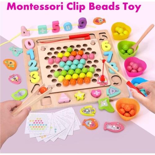 Kids Toys Montessori Wooden Toys Hands Brain Training Clip Beads Puzzle Board Math Game Baby Early Educational Toys For Children