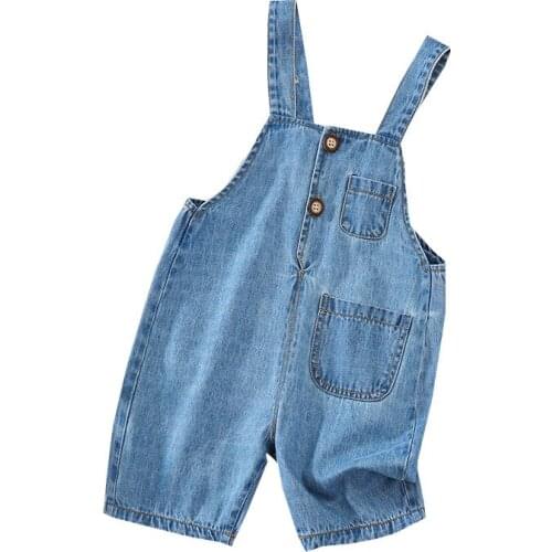 Kids Overalls 2021 Summer Baby Boys Girls Thin Casual Loose Denim Overalls Toddlers High Quality Soft Short Jumpsuit Baby Shorts