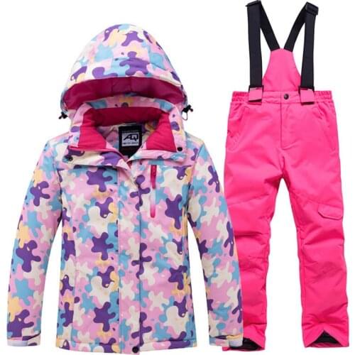 Childrens Snow Suit Sets Snowboarding Wear waterproof Winter Outdoor Sports Ski Jacket and Bibs snow Pant for Boys and girls