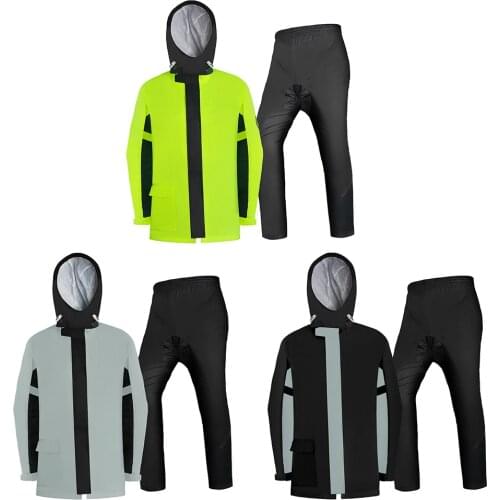 Motorcycle Cycling Raincoat Outdoor Fashion Rain Proof WUPP Rain Suit for Adults Breathable Jacket +Pants with Reflective Stripe