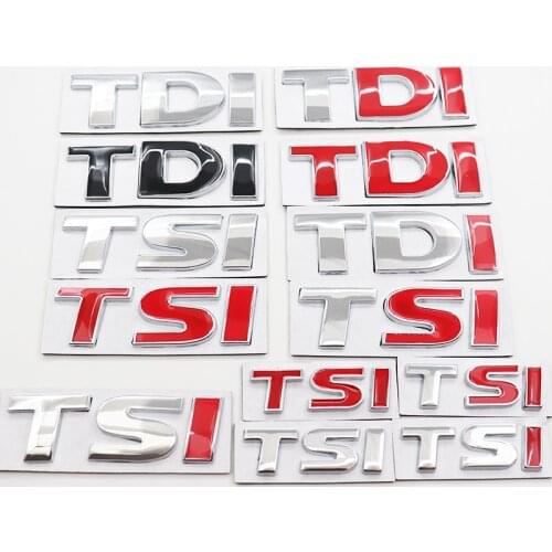 1pcs 3D TSI TDI metal Fender Tail Car logo side badge Creative decoration rear bumper trunk emblem sticker Accessories For VW