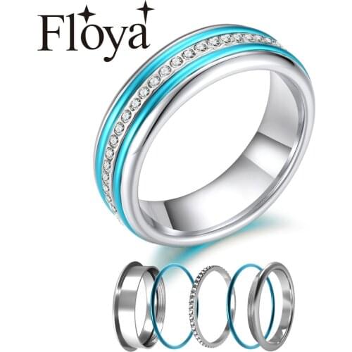 Floya Stackable Rings Women Statement Minimalist Interchangeable Love Band Rings Stainless Steel Wedding Band Anillos Mujer
