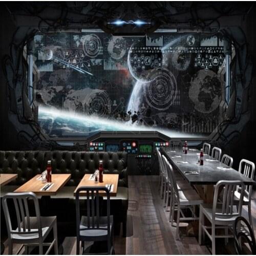 Photo wallpaper custom 3D Stereo restaurant mural HD Internet cafes mural Cosmic Space Cabin Spacecraft Mural
