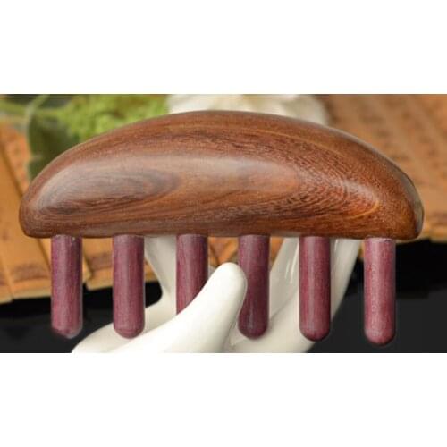 Smooth Mini Round Wide Tooth Sandalwood Comb Head Massage GuaSha Tool