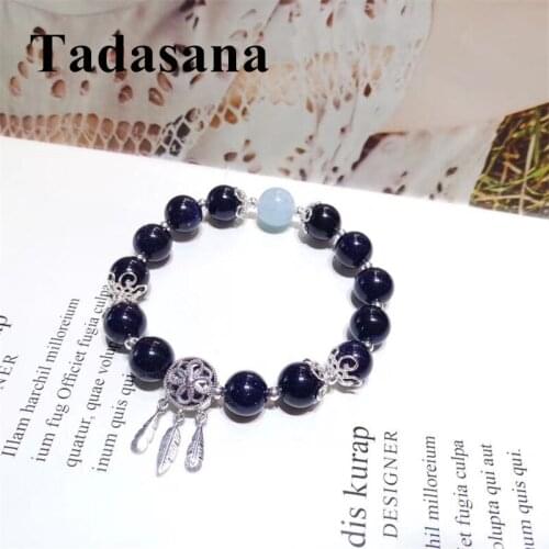 Blue Sand Stone Moon Star Bracelet Feather Bracelet From Natural Stones Beads Bracelet For Women Accessories Jewelry