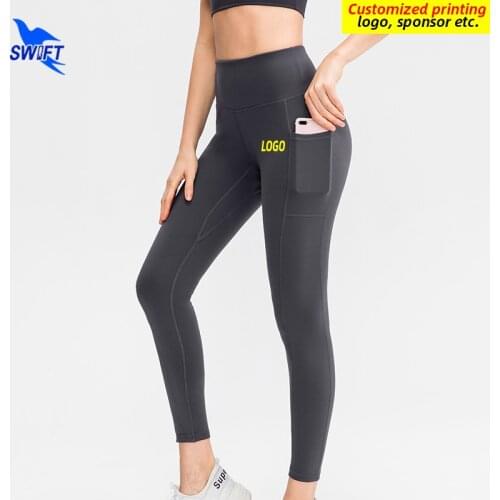 Customized High Waist Naked Feeling Sports Leggings Push Up Women Fitness Running Yoga Pants Quick Dry Seamless Gym Tights