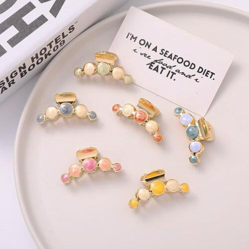 Korean version of oil drop metal hair claw bangs side clip elegant girly temperament hairpin jewelry