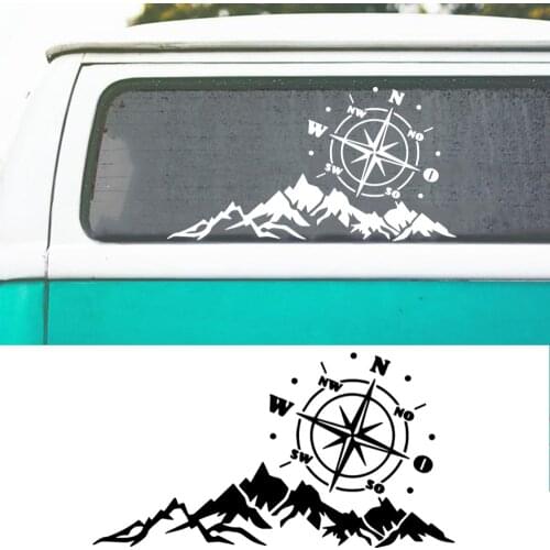 Car Body Mountain and compass Auto Sticker Fun Personality Compass Car Sticker Mountain Decal Car Styling