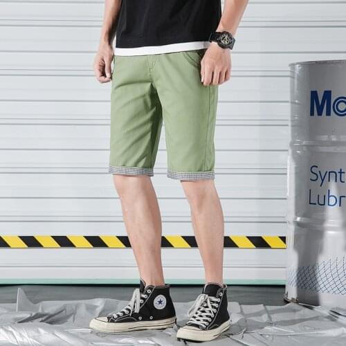 Summer Casual Shorts Men Plaid Hem Cotton Short Pants Fashion Streetwear Shorts Bermuda Homme Short Pantalon Court Plus Size Men