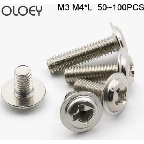 M3 M4*L Cross Headband Cushion Screw 50~100pcs 304 Stainless Steel Cross Headband Cushion Screw Corrosion Resistance