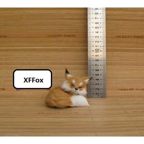Small real life sleeping fox model plastic&furs yellow lucky fox doll gift about 8x7x7cm xf1648