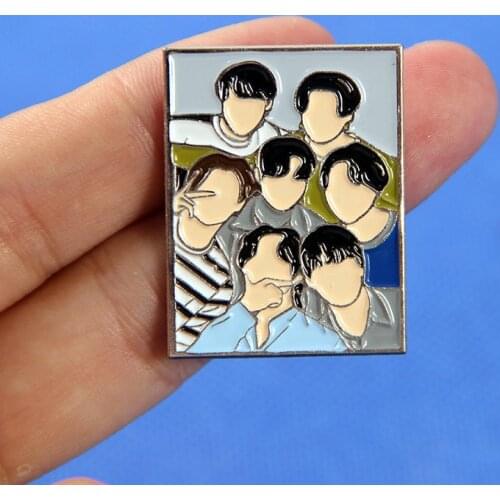 K-POP Rap Monster JIN SUGA J-HOPE JIMIN Brooch Pins Enamel Metal Badges Lapel Pin Brooches Jeans Fashion Jewelry Accessories