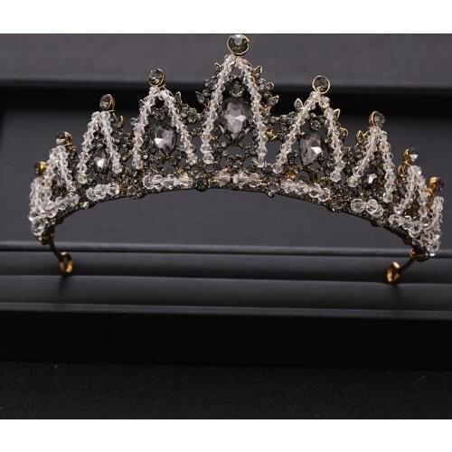 Trendy Handmade Beading Crystal Princess Crown for Bridal Hair Accessories Wedding tiara Prom Headpiece Hari Jewelry Accessories