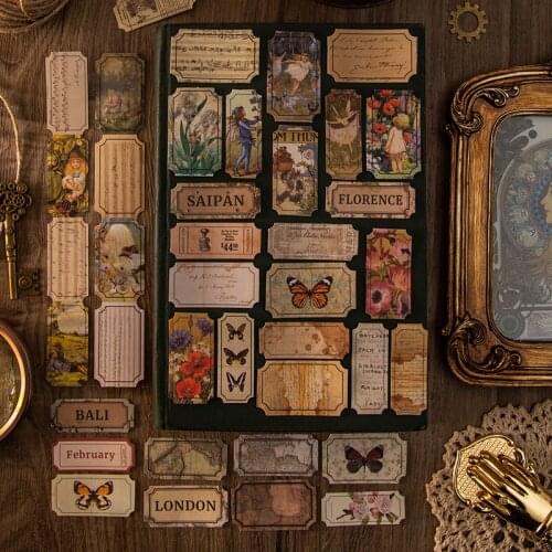 30Pcs Vintage Time Corridor Series Ticket Label Paper Sticker Package DIY Diary Journal Decoration Sticker Album Scrapbooking